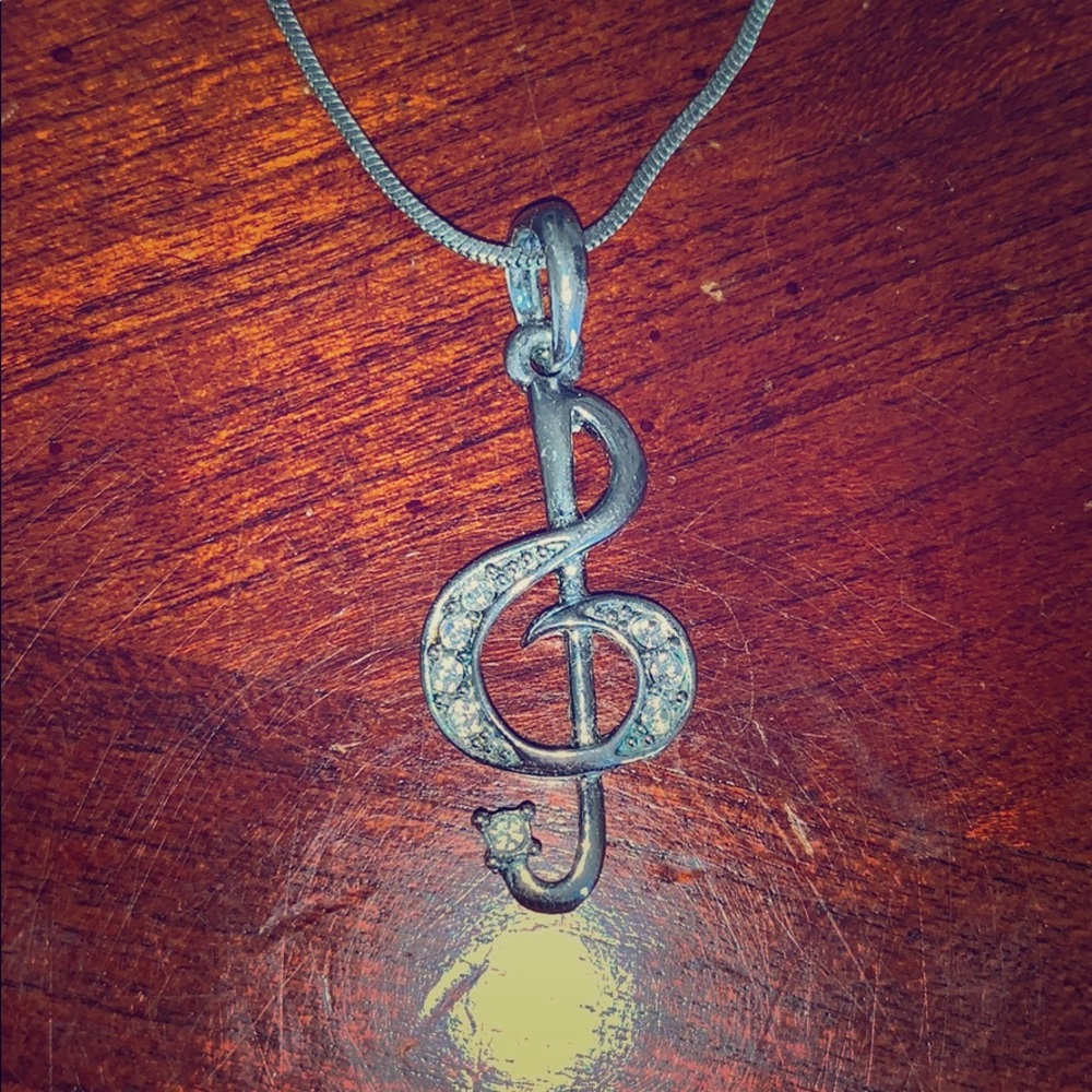 Treble Clef diamond necklace